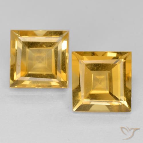 3.35ctw Natural Laranja Dourado Profundo Citrino, Quadrado, VS