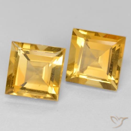 Pedras preciosas de Citrino Laranja Dourado Profundo natural de 3.35 ct, Quadrado, VS