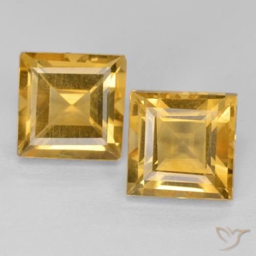 3.65ctw Natural Dourado Médio-escuro Citrino, Quadrado, VS