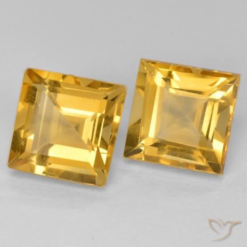 Pedras preciosas de Citrino Dourado Médio-escuro natural de 3.65 ct, Quadrado, VS
