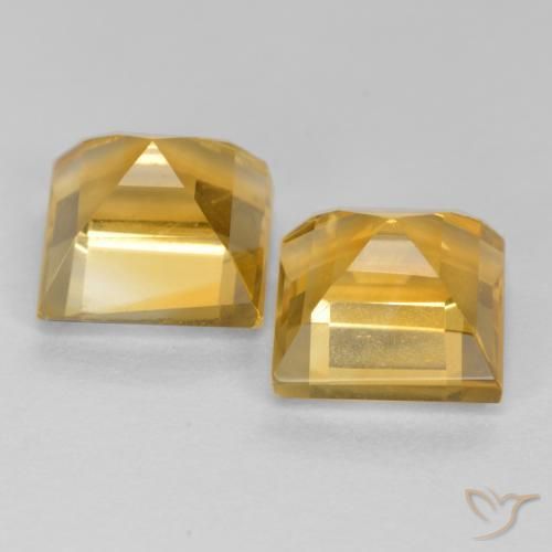Pedras preciosas de Citrino Dourado Médio-escuro natural de 3.65 ct, Quadrado, VS