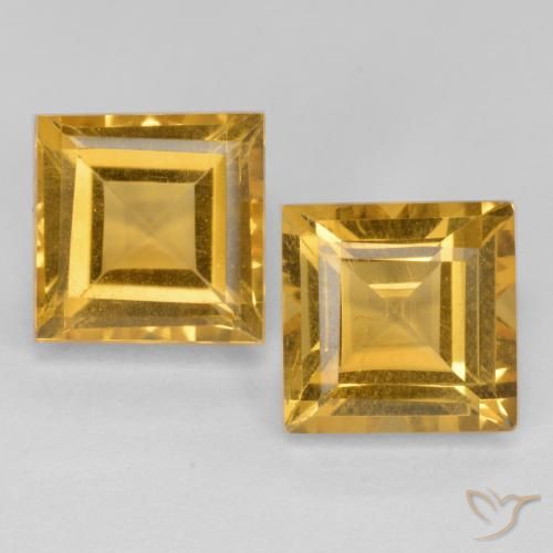 3.88ctw Natural Laranja Dourada Citrino, Quadrado, VS