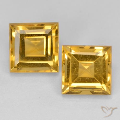 3.79ctw Natural Dourado Médio-escuro Citrino, Quadrado, VS