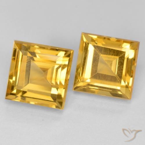 Pedras preciosas de Citrino Dourado Médio-escuro natural de 3.79 ct, Quadrado, VS