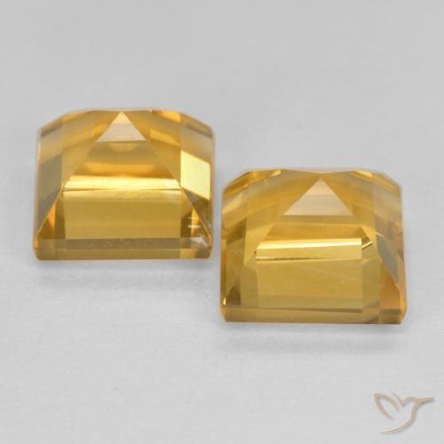 Pedras preciosas de Citrino Dourado Médio-escuro natural de 3.79 ct, Quadrado, VS
