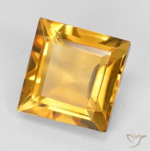 Citrino Laranja-dourado médio-claro Natural 1.87ct, Quadrado, VVS-VS