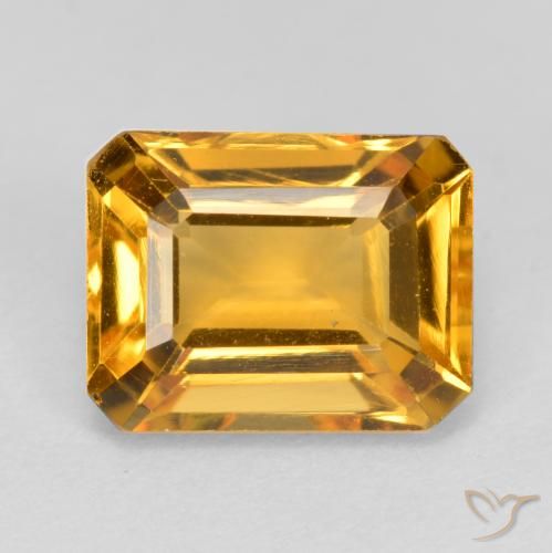 1.66ct Natural Laranja-dourado médio Citrino, Corte Esmeralda, VS