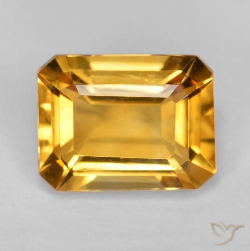 1.55ct Natural Laranja-dourado médio Citrino, Corte Esmeralda, VS