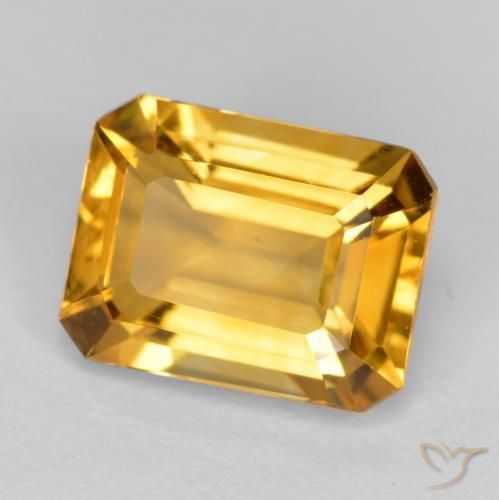 Citrino Laranja-dourado médio Natural 1.55ct, Corte Octógono / Esmeralda, VS