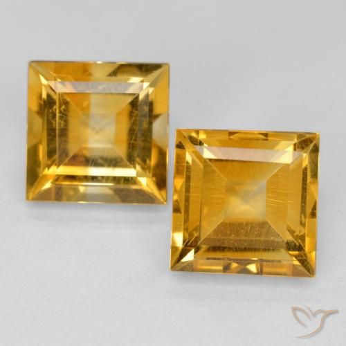 3.35ctw Natural Laranja-Ouro Citrino, Quadrado, VS