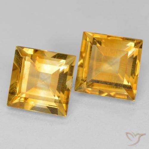 Pedras preciosas de Citrino Laranja-Ouro natural de 3.35 ct, Quadrado, VS
