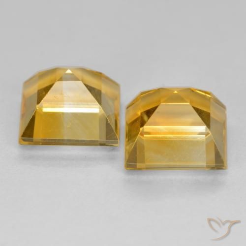 Pedras preciosas de Citrino Laranja-Ouro natural de 3.35 ct, Quadrado, VS