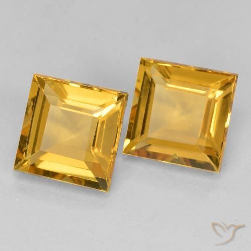 Pedras preciosas de Citrino Laranja Dourado Profundo natural de 3.16 ct, Quadrado, VS