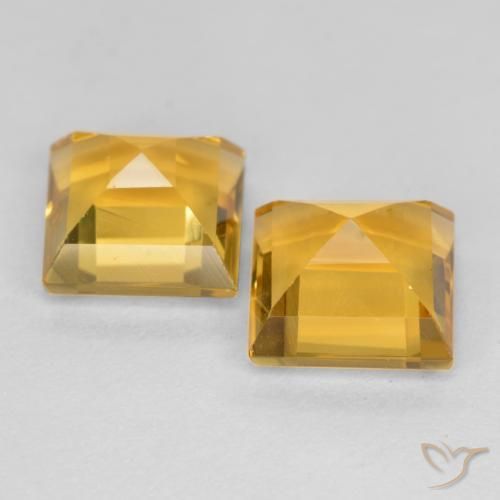 Pedras preciosas de Citrino Laranja Dourado Profundo natural de 3.16 ct, Quadrado, VS