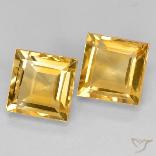 Pedras preciosas de Citrino Dourado natural de 3.65 ct, Quadrado, VS