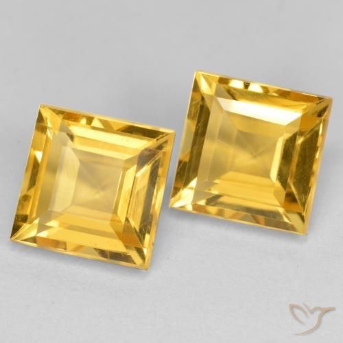 Pedras preciosas de Citrino Dourado natural de 3.41 ct, Quadrado, VS