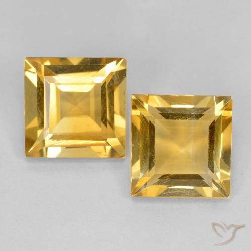2.87ctw Natural Dourado médio Citrino, Quadrado, VS