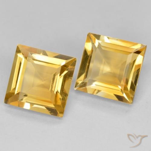 Pedras preciosas de Citrino Dourado médio natural de 2.87 ct, Quadrado, VS
