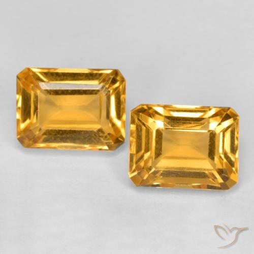 3.37ctw Natural Laranja Dourado Profundo Citrino, Corte Esmeralda, VVS-VS