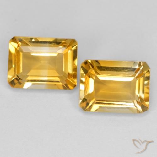 3.11ctw Natural Laranja Dourado Profundo Citrino, Corte Esmeralda, VVS-VS
