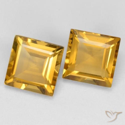 Pedras preciosas de Citrino Dourado natural de 3.34 ct, Quadrado, VS
