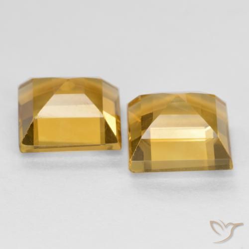 Pedras preciosas de Citrino Dourado natural de 3.34 ct, Quadrado, VS