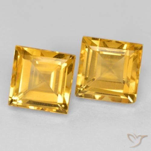 Pedras preciosas de Citrino Dourado Escuro natural de 3.58 ct, Quadrado, VS