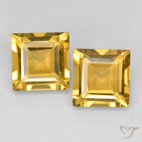 3.12ctw Natural Dourado médio Citrino, Quadrado, VS