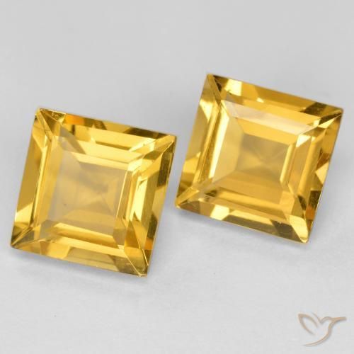 Pedras preciosas de Citrino Dourado médio natural de 3.12 ct, Quadrado, VS