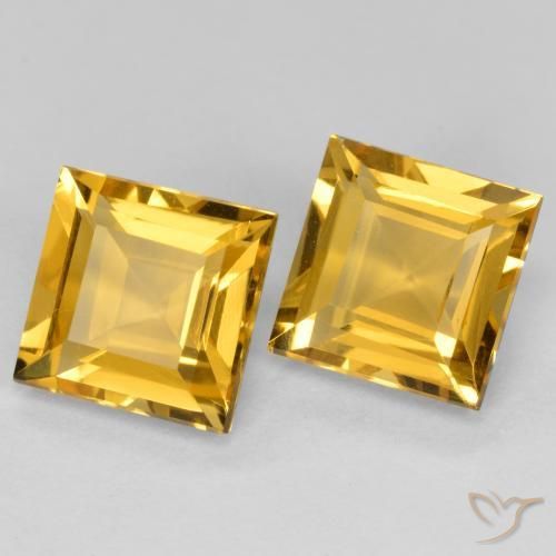 Pedras preciosas de Citrino Laranja Dourada natural de 3.07 ct, Quadrado, VS