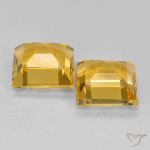 Pedras preciosas de Citrino Laranja Dourada natural de 3.07 ct, Quadrado, VS