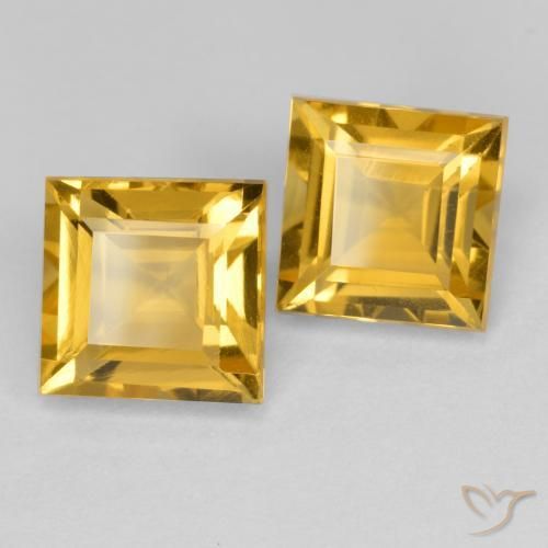 Pedras preciosas de Citrino Dourado médio natural de 3.28 ct, Quadrado, VS