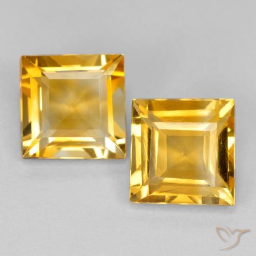 2.94ctw Natural Laranja Dourada Citrino, Quadrado, VS
