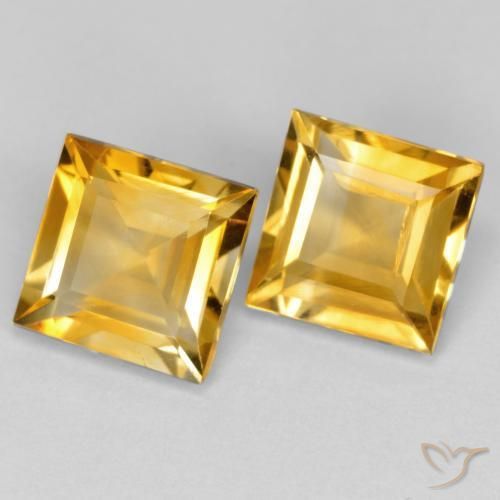 Pedras preciosas de Citrino Laranja Dourada natural de 2.94 ct, Quadrado, VS
