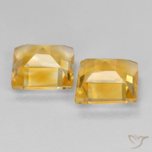 Pedras preciosas de Citrino Laranja Dourada natural de 2.94 ct, Quadrado, VS