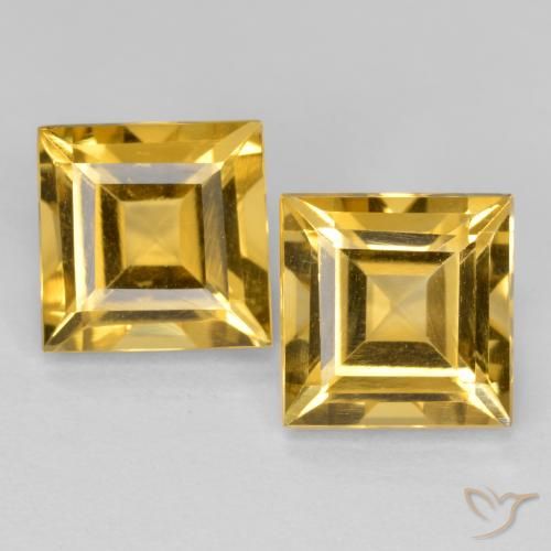 3.45ctw Natural Dourado Médio-claro Citrino, Quadrado, VS