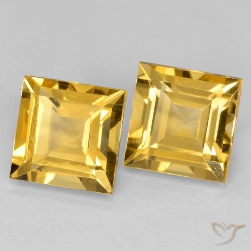 Pedras preciosas de Citrino Dourado Médio-claro natural de 3.45 ct, Quadrado, VS