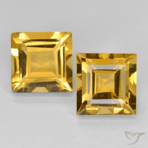 3.28ctw Natural ouro profundo Citrino, Quadrado, VS