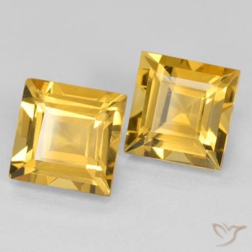Pedras preciosas de Citrino ouro profundo natural de 3.28 ct, Quadrado, VS