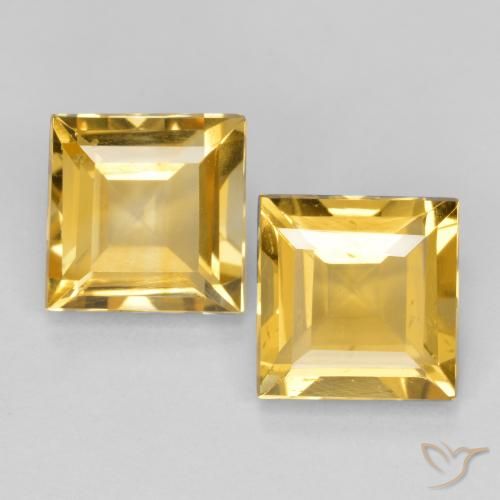 2.94ctw Natural Dourado médio Citrino, Quadrado, VS