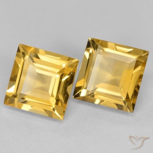 Pedras preciosas de Citrino Dourado médio natural de 3.26 ct, Quadrado, VS
