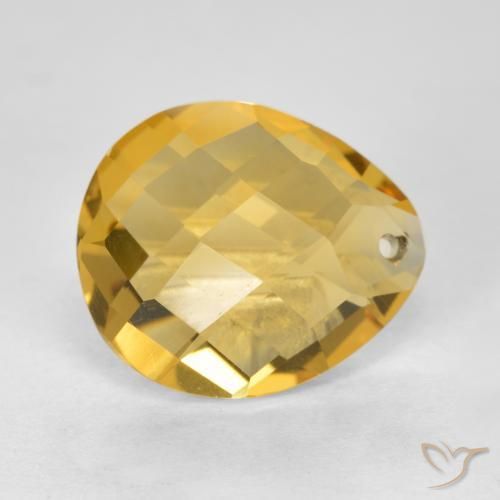 Citrino Dourado médio Natural 3.52ct, Formato de pêra, VVS-VS