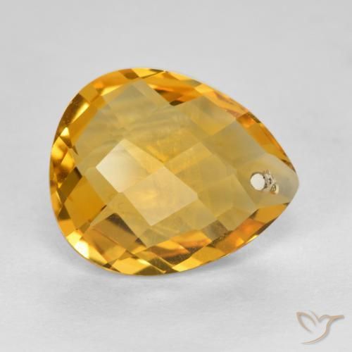 Citrino Dourado Escuro Natural 3.74ct, Formato de pêra, VVS-VS