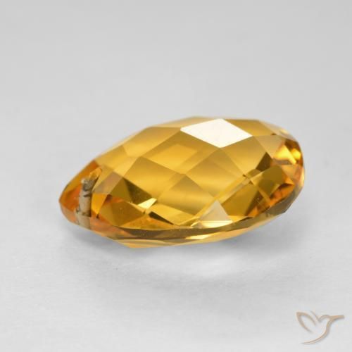 Citrino Dourado Escuro Natural 3.74ct, Formato de pêra, VVS-VS