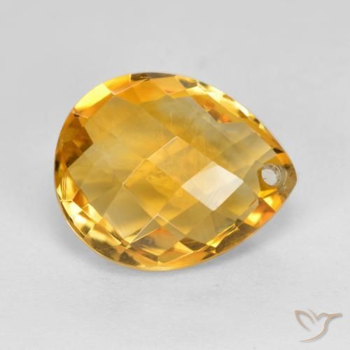 Citrino Dourado Escuro Natural 3.73ct, Formato de pêra, VVS-VS