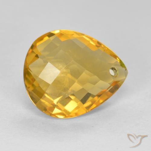 Citrino Laranja Dourado Profundo Natural 3.61ct, Formato de pêra, VVS-VS
