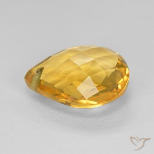 Citrino Laranja Dourado Profundo Natural 3.61ct, Formato de pêra, VVS-VS