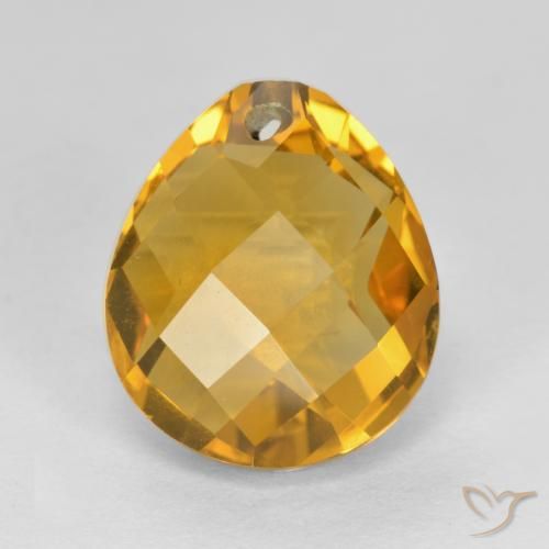 4.06ct Natural Laranja Dourado Profundo Citrino, Formato de pêra, VVS-VS