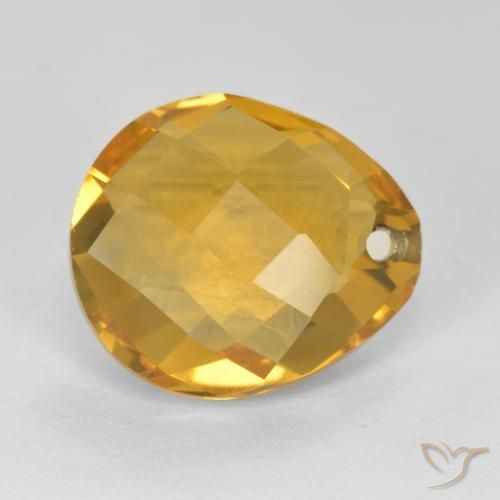 Citrino Laranja Dourado Profundo Natural 4.06ct, Formato de pêra, VVS-VS