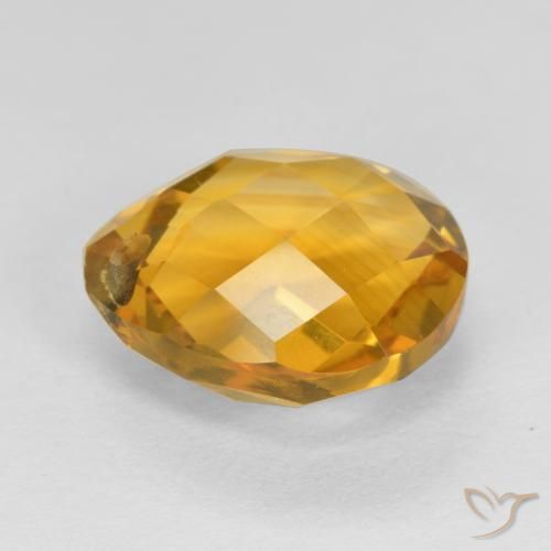 Citrino Laranja Dourado Profundo Natural 4.06ct, Formato de pêra, VVS-VS